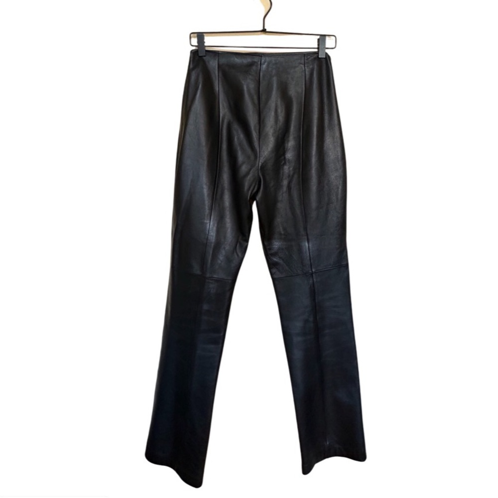 100% lamb skin black leather jeans 6